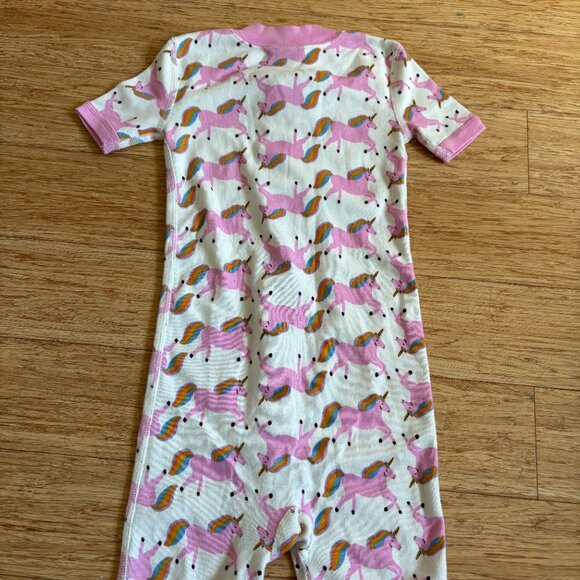 Hanna Andersson Pajamas 3T Unicorns Pink Zipper Organic Cotton Short sleeve - Picture 2 of 4
